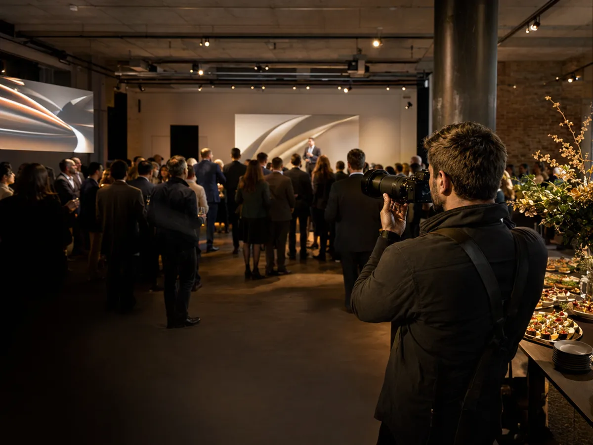 Photographer working at a London corporate event